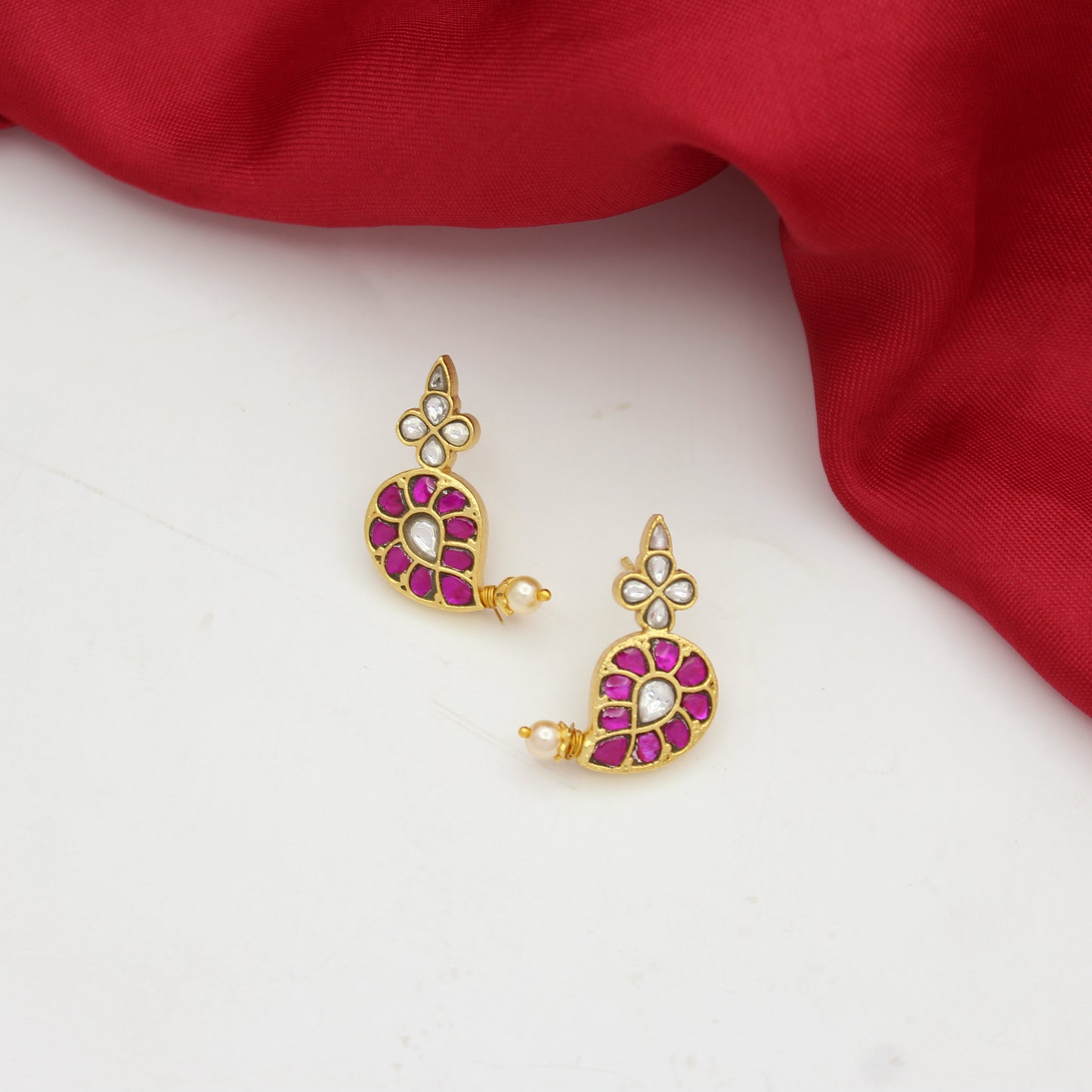 Jadau Kundan Small Mango Studs With Push Back 42597