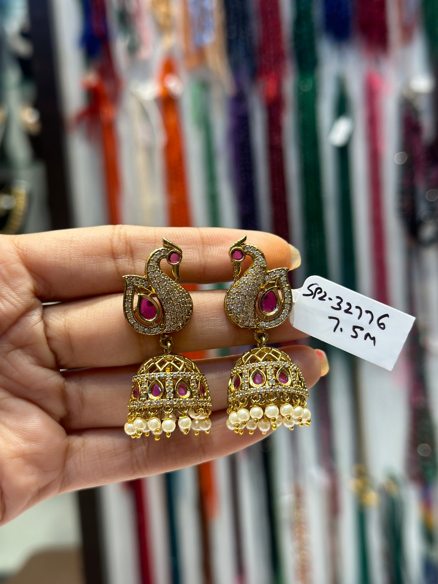 Victorian peacock jhumki