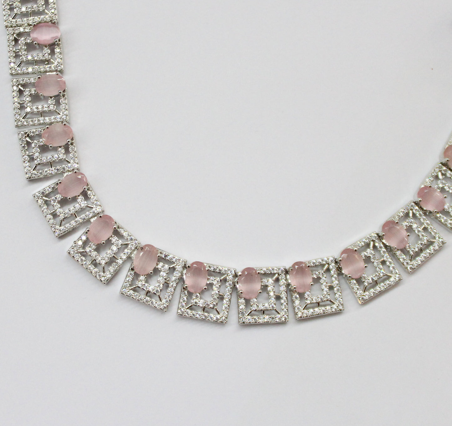 Platinum light pink necklace