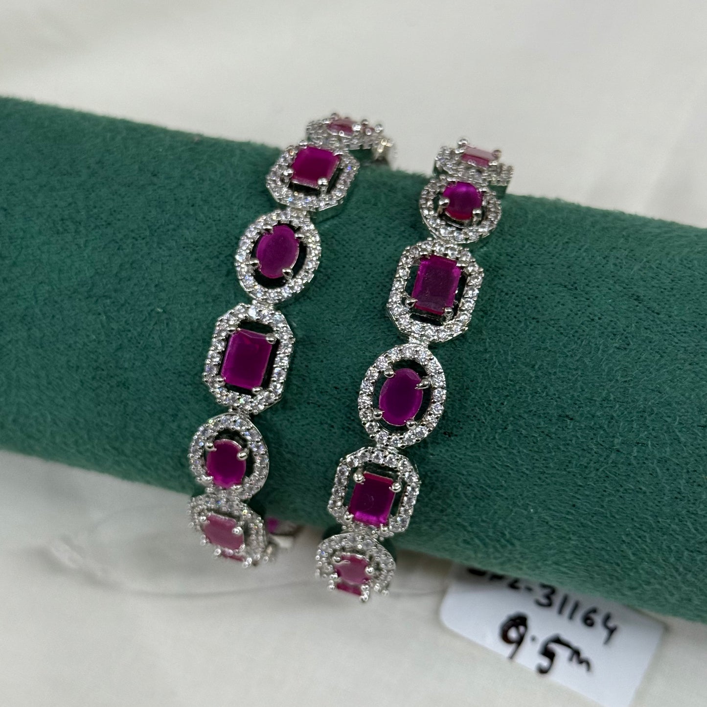 31164 platinum pink stone bangle
