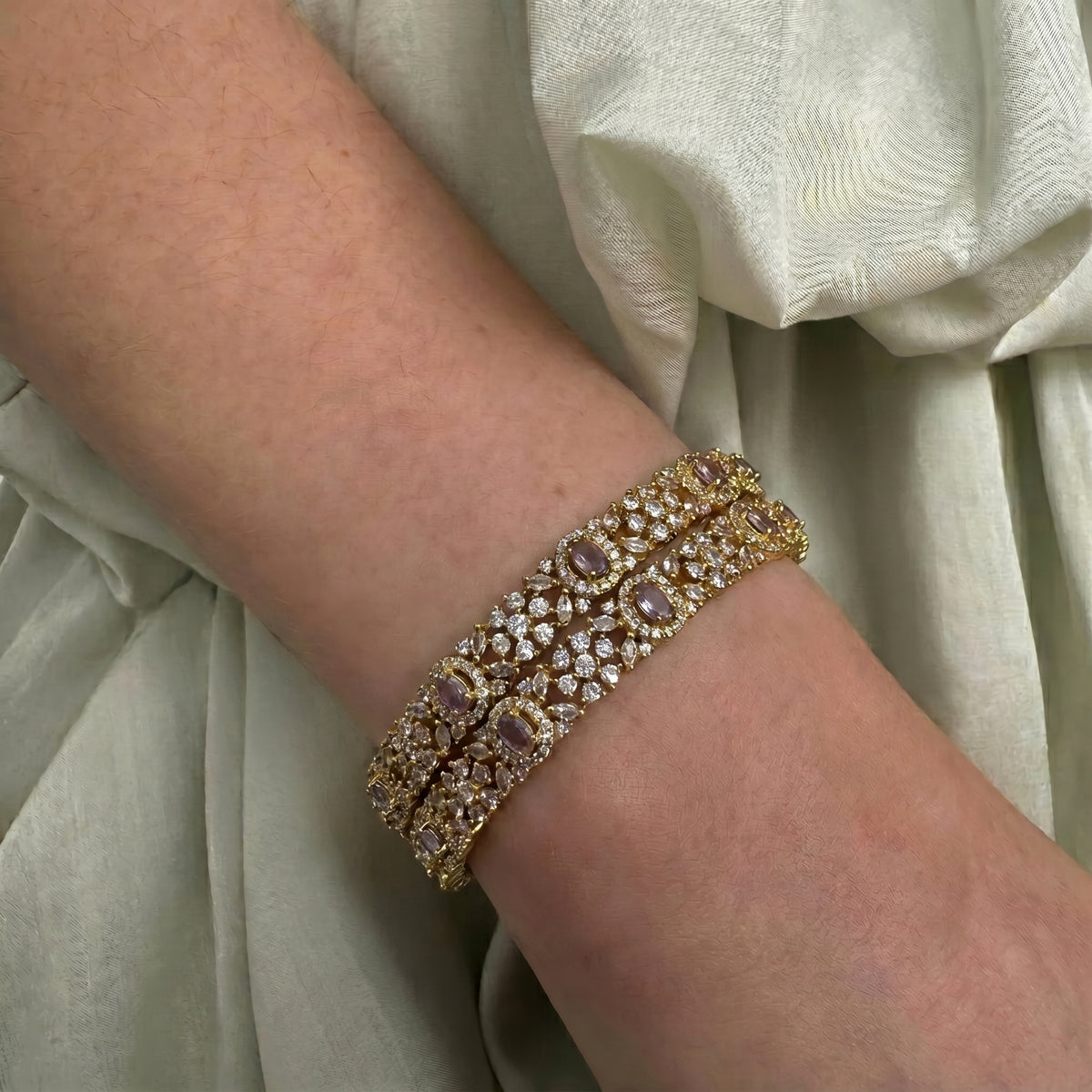 Victorian Purple AD Stone Broad Bangles