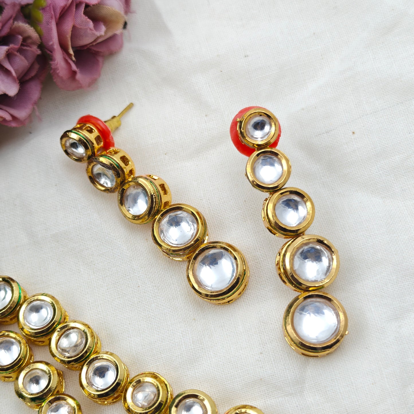 11882 Mennakari Kundan round pattern 2 Layers necklace