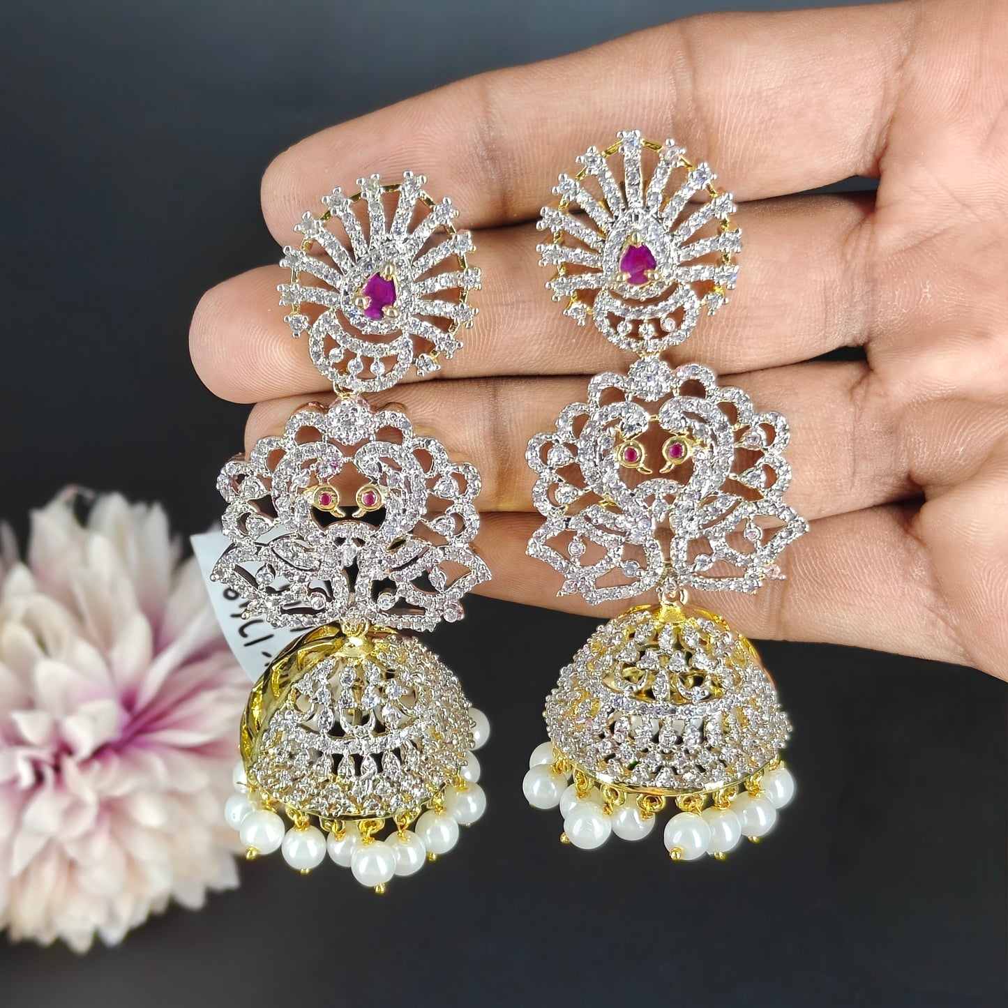 1748 GJ Ruby stone chandbali