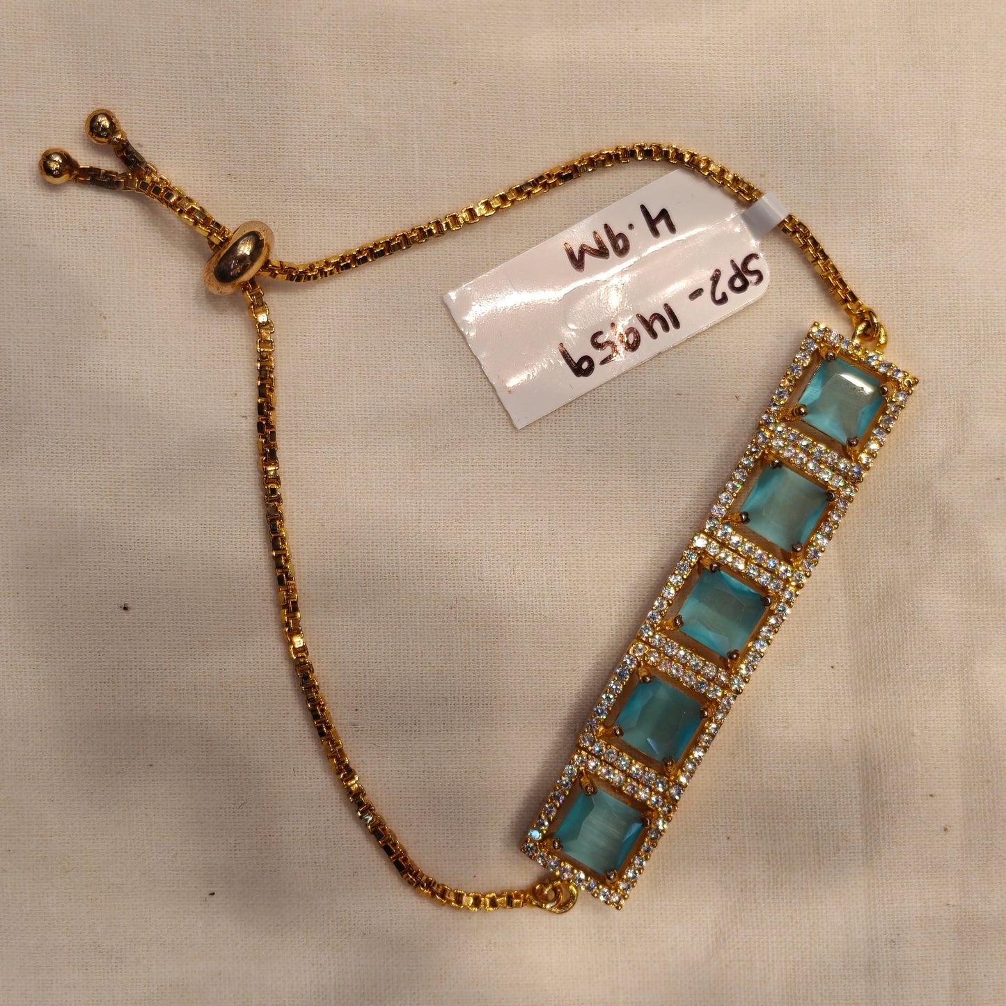 14957 / 14958 / 14959 gp light blue stone chain bracelet