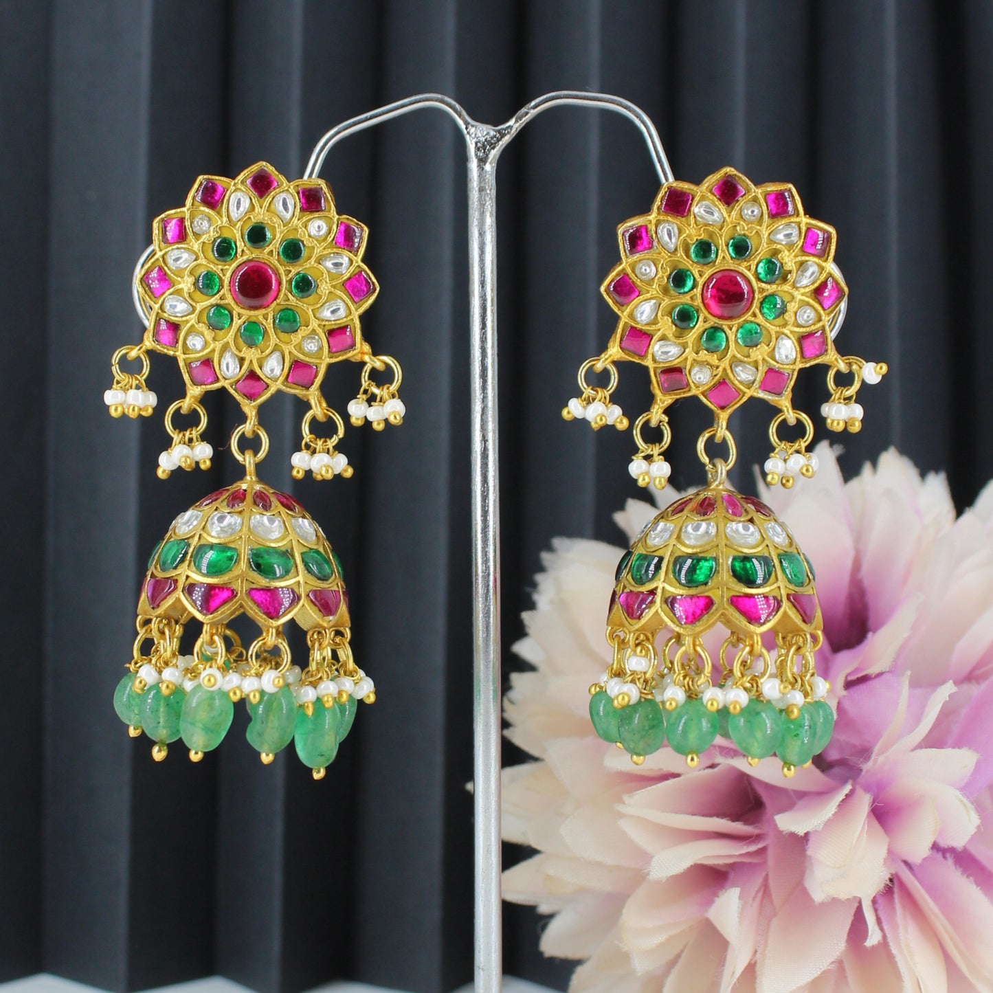 40145 Jadau multi colour jhumki