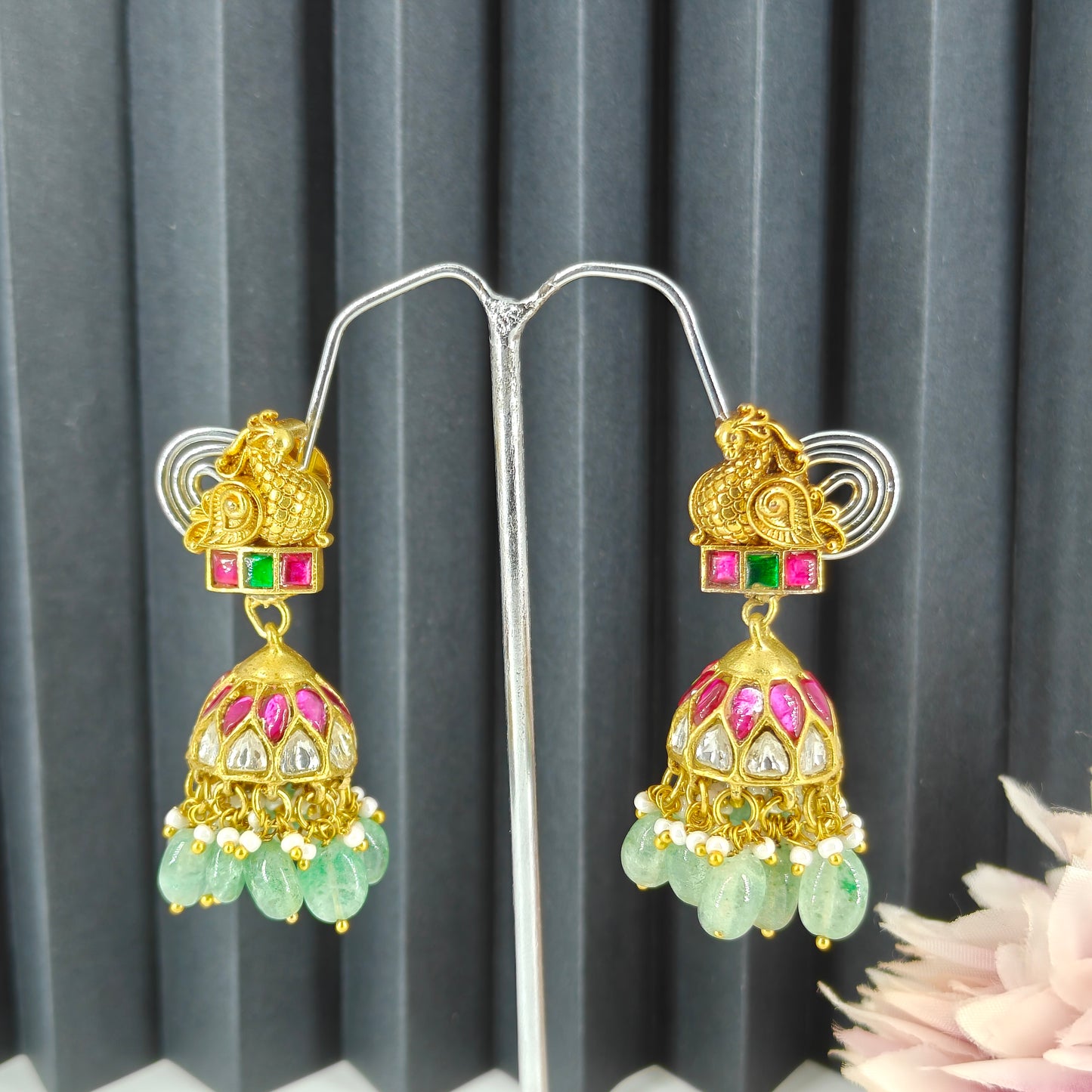 39392 Jadau peacock jhumki