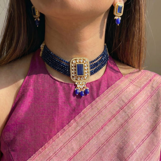 11375 Kundan Choker Navy Blue