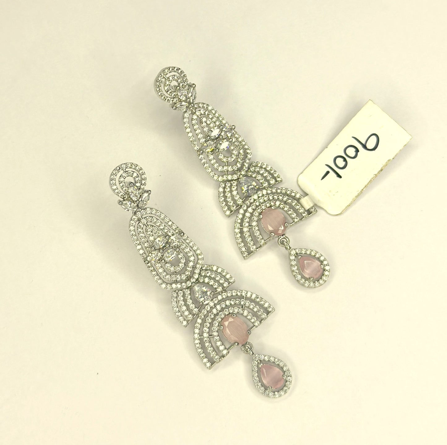 12976 Platinum earring mint pink color