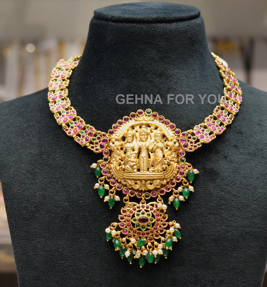 Matte Kempu Ramparivar Short Necklace 14648