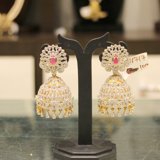 16717  Diamond look big butta jhumki 2 in 1