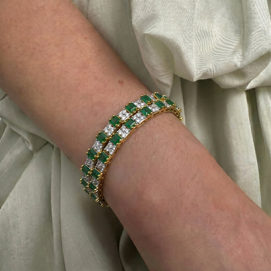 17010 Diamond Look Green Stones Bangles