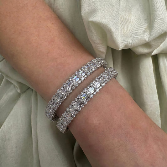 18337 platinum full white stone bangle