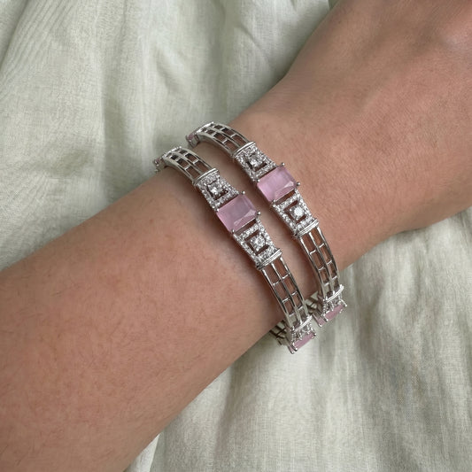 18461 platinum mint pink stone bangle