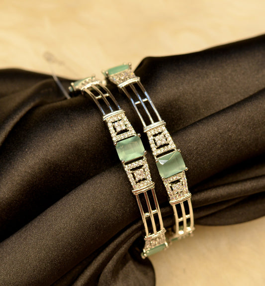 Platinum mint green bangle