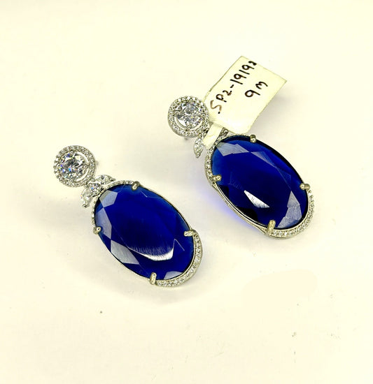 19192 platinum blue color earring