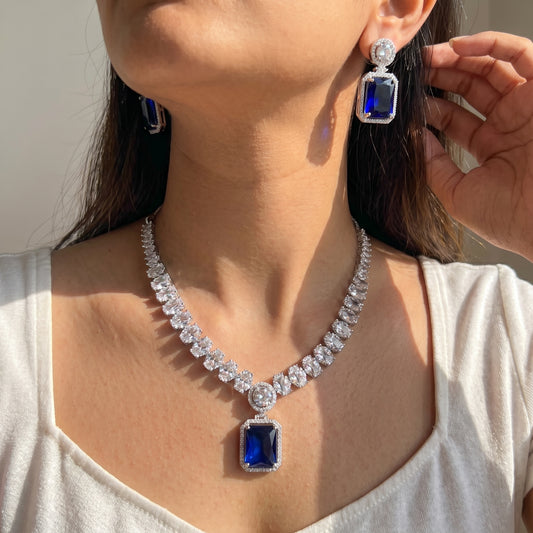 Platinum blue necklace