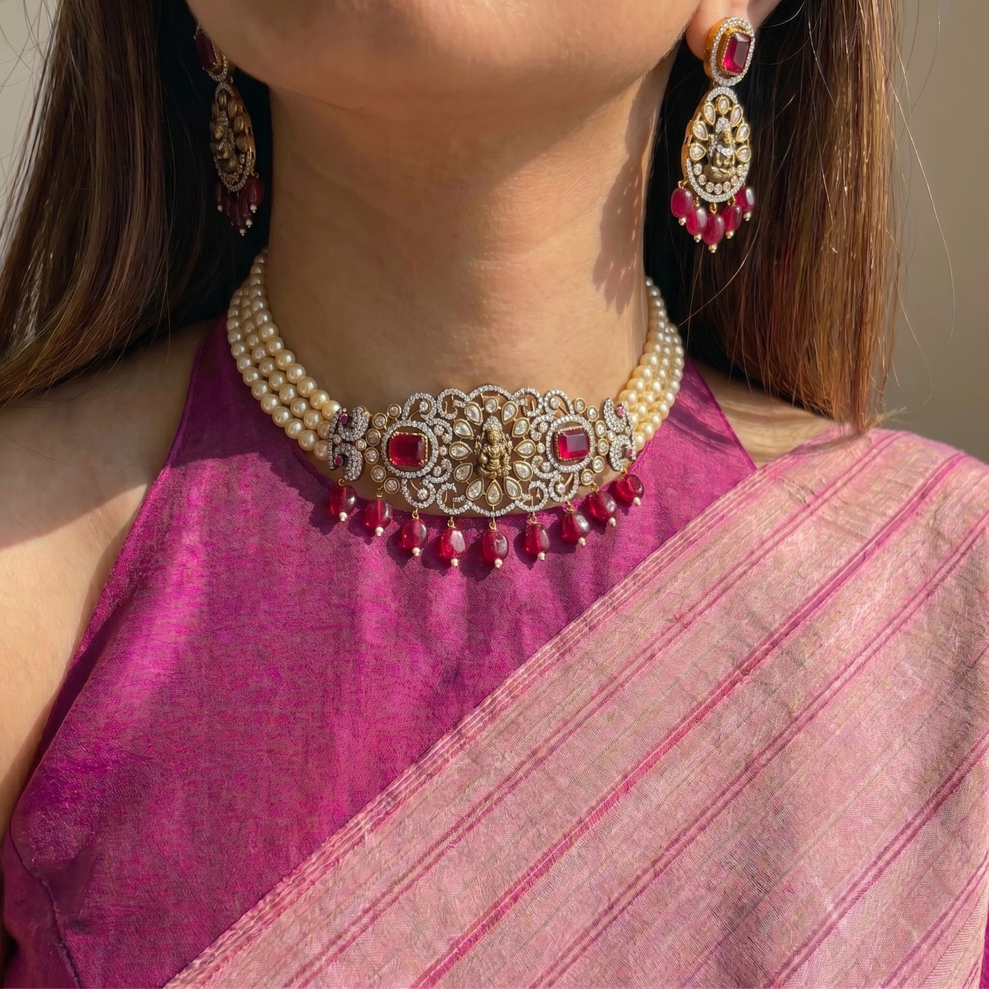 Victorian laxmi Swaroski pearl choker