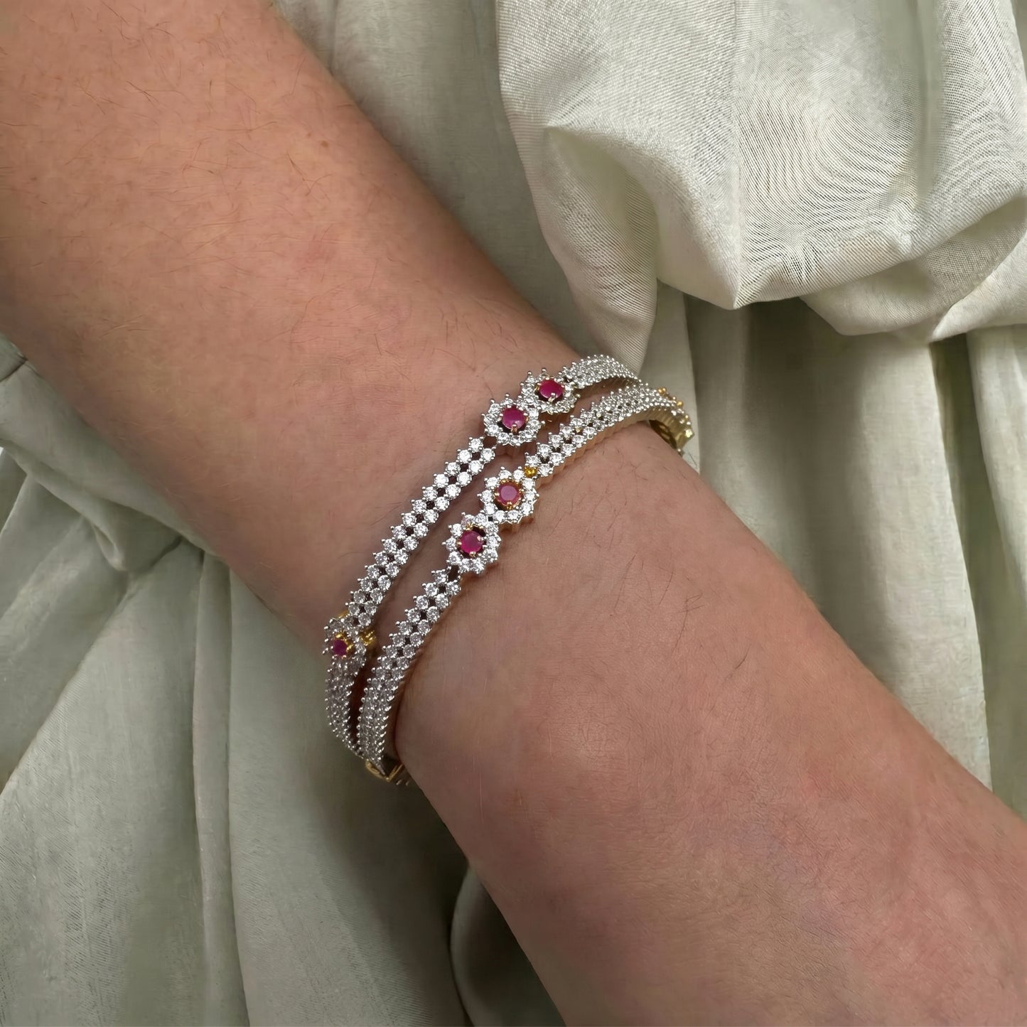24448 Diamond Look Simple Ruby Bangles