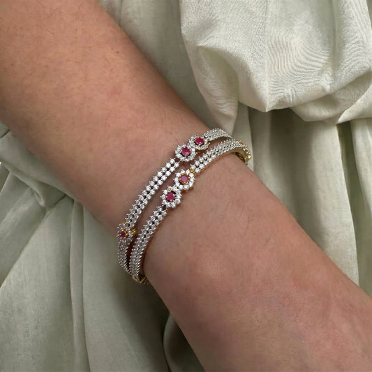24448 Diamond Look Simple Ruby Bangles