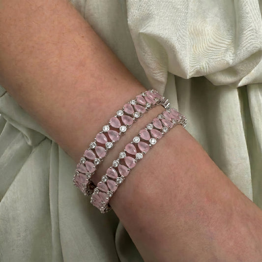 28044 platinum mint pink stone bangle