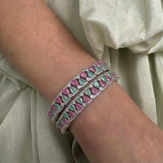 28048 platinum mint multi colour bangle