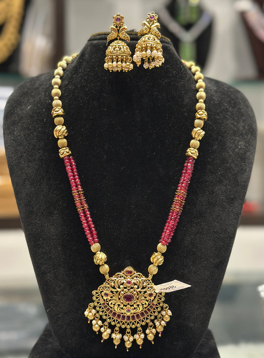 37980 Onex beads mala with jhumki