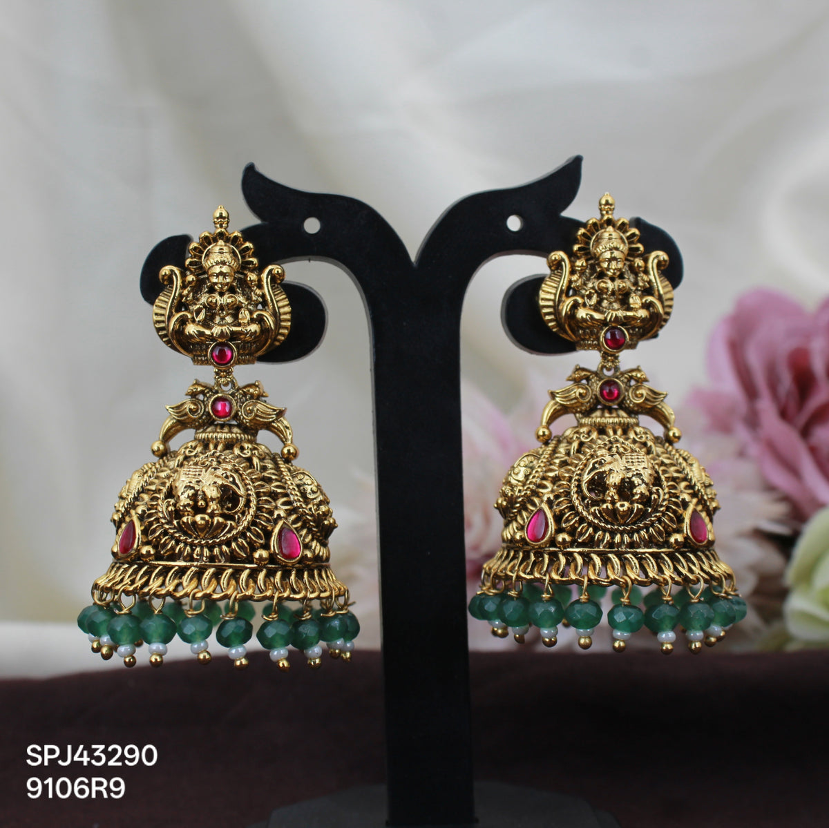 43290 Nakshi jadau kundan laxmi big jhumki with push back