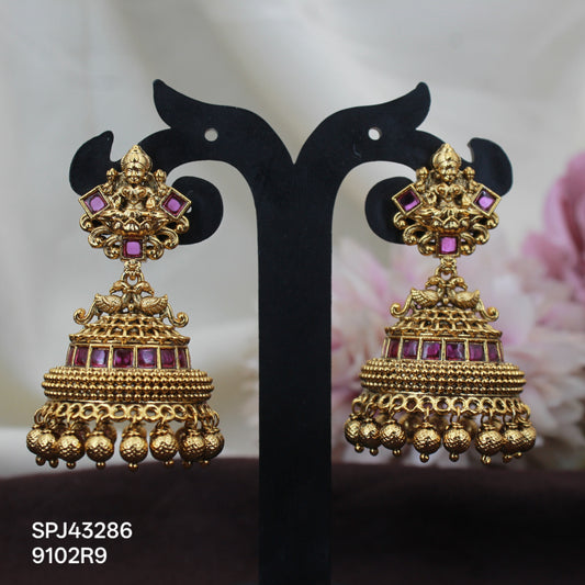 43286 Nakshi jadau kundan laxmi pattern with gold balls and push back
