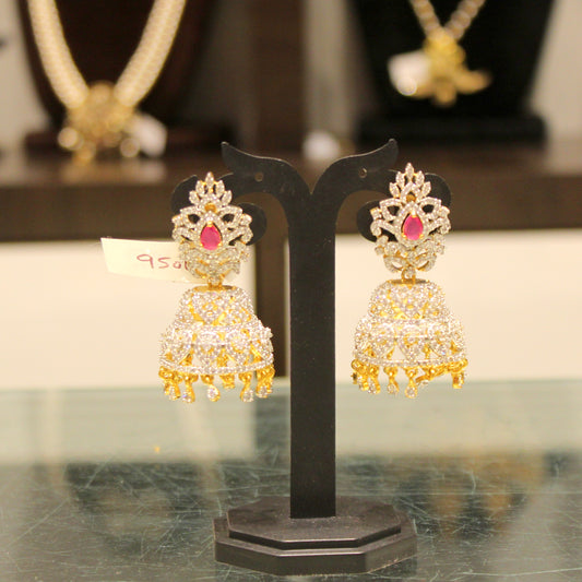 30474 Diamond look ruby jhumki 2 in 1