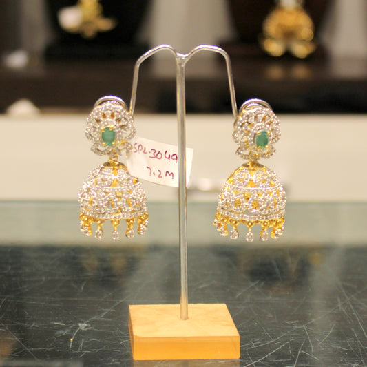 30490 Diamond look small size jhumki  2 in 1