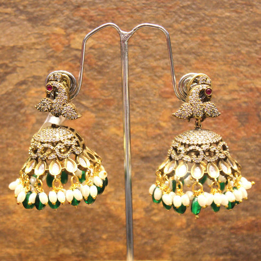 Victorian peacock jhumki 31418