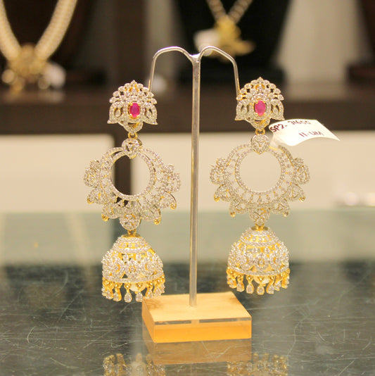 31600 Diamond look ruby jhumki 3 in 1