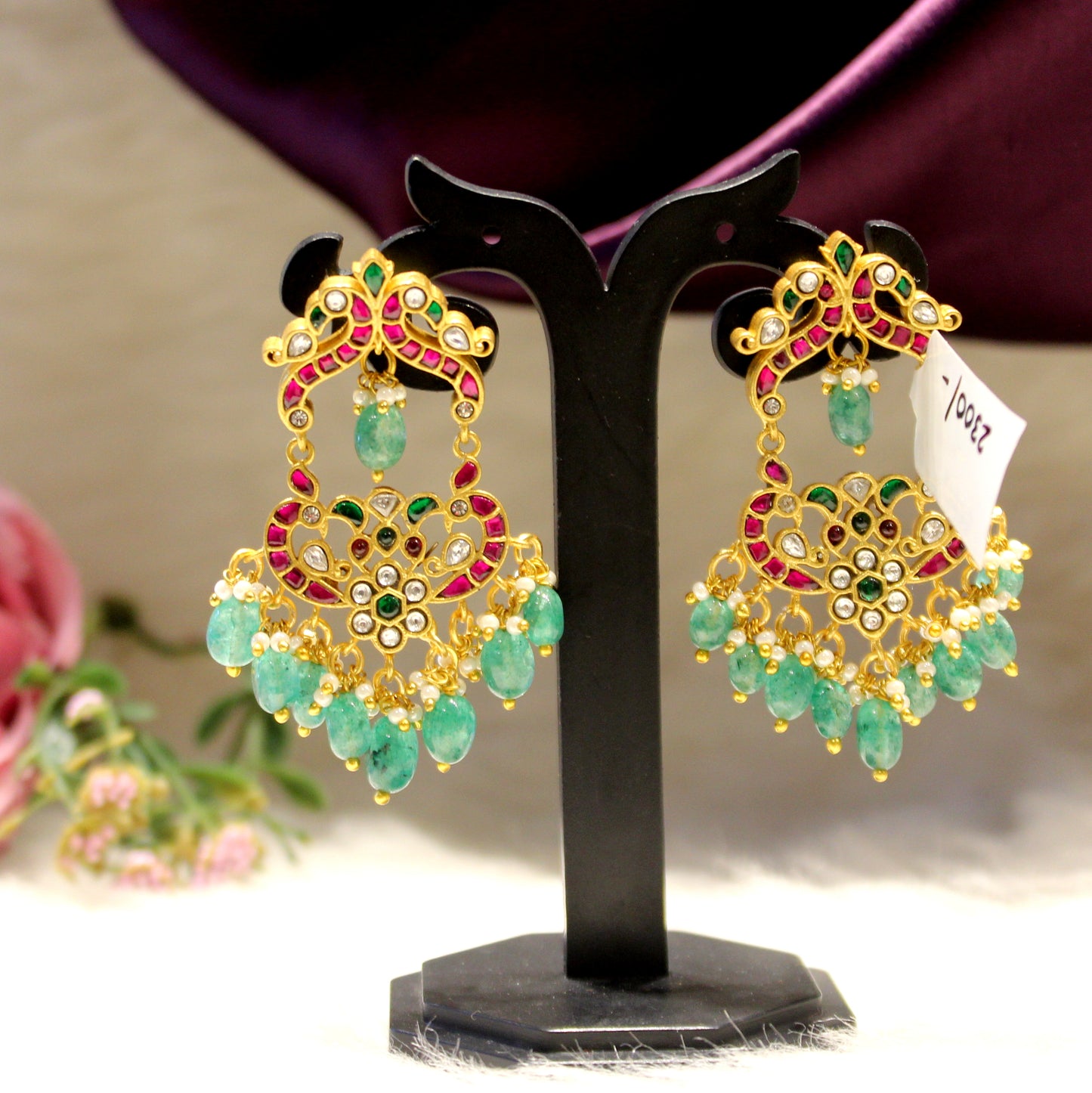 Peacock jadau earrings 31799