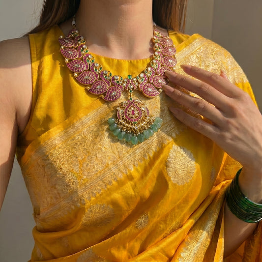 Jadau peacock necklace
