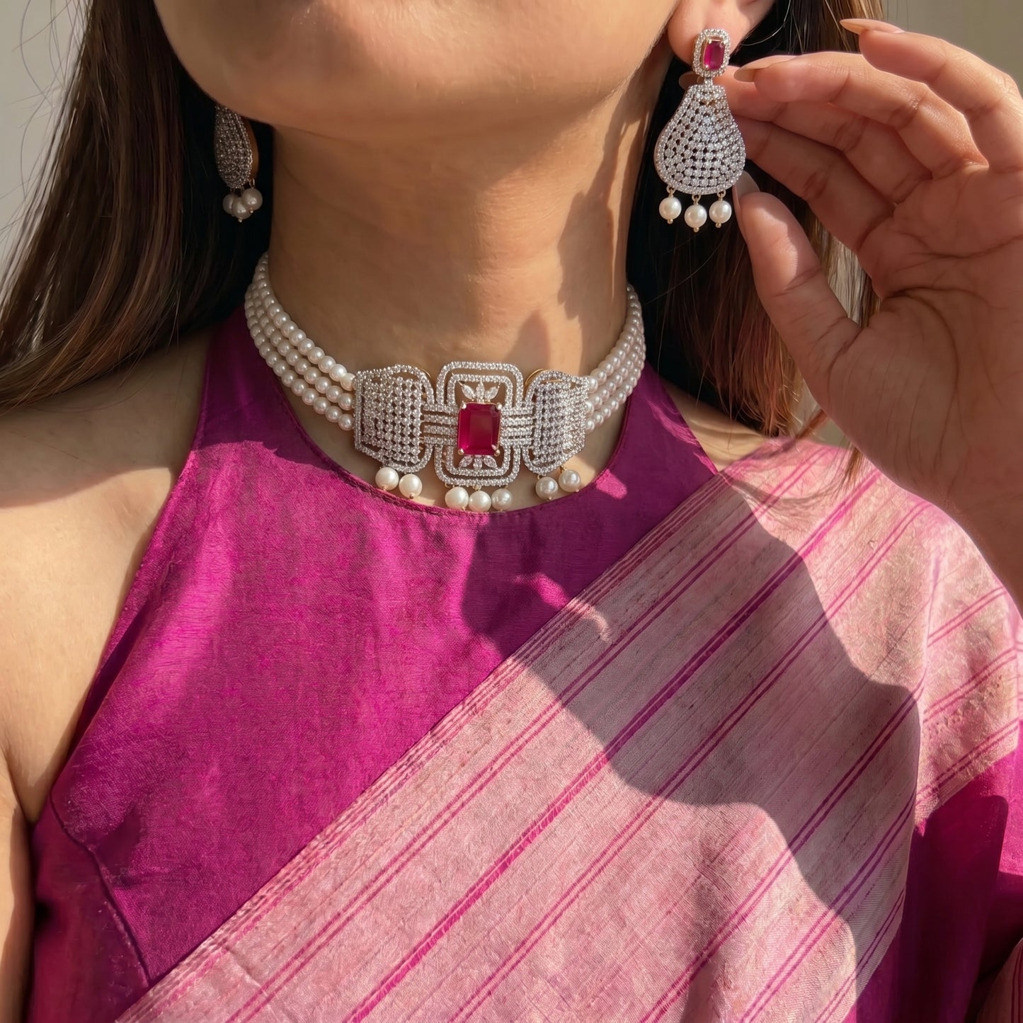 3399 Ruby CZ Neck Choker