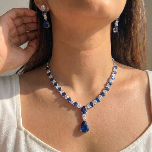Platinum blue necklace