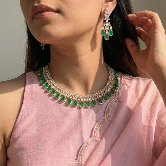 39029 Real Diamond Look Emerald Necklace
