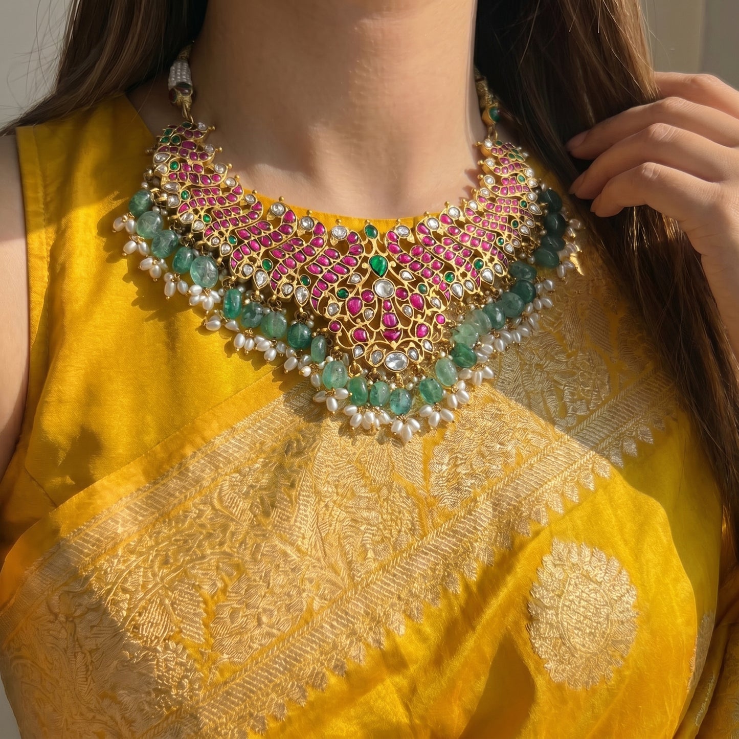 39037 Jadau Peacock necklace
