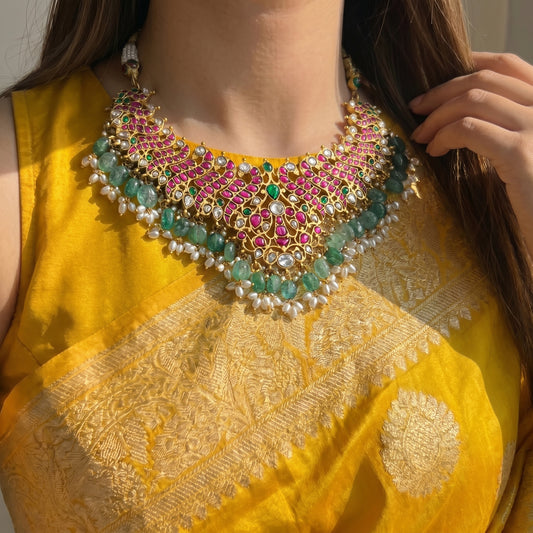 39037 Jadau Peacock necklace
