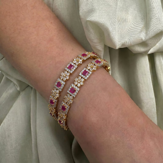 39315 Gold Polish Ruby Bangles