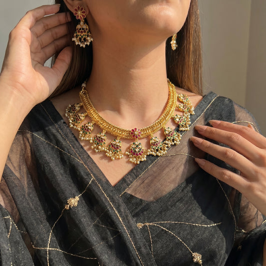 39331 Most trending jalebi necklace with earrings