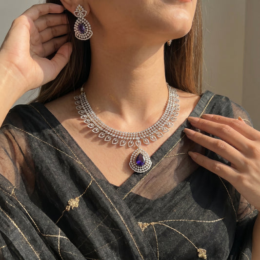39464 GJ Fancy Mango Necklace Set Purple
