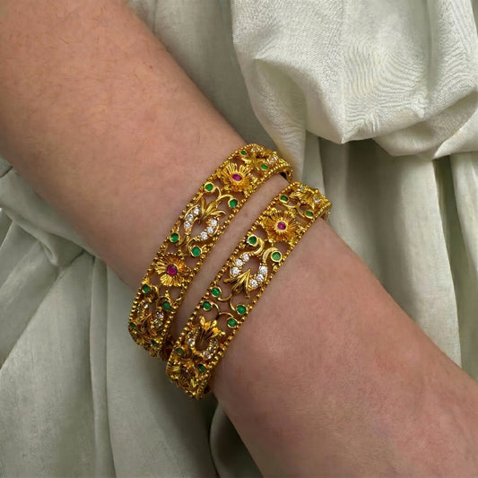 39589 matte bangles with peacock pattern