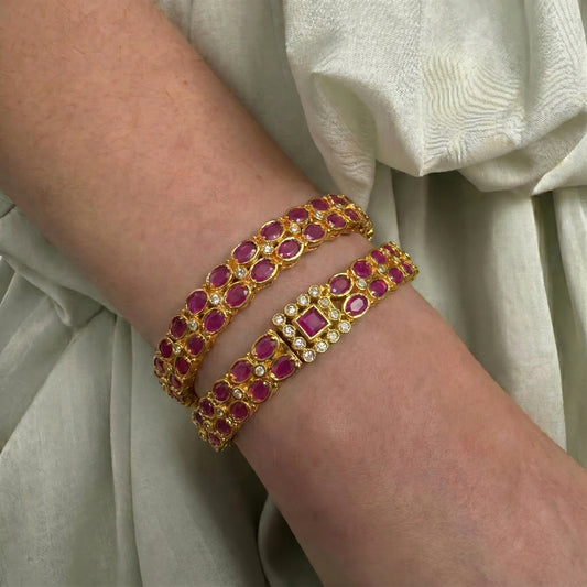 39628 Ruby stone openable bangles