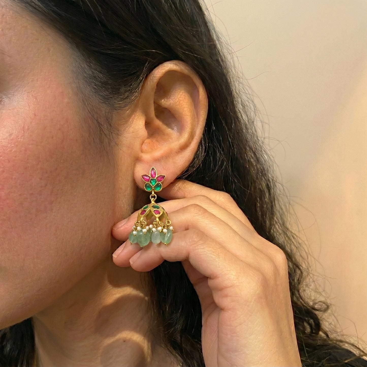 Jadau Flower Jhumki