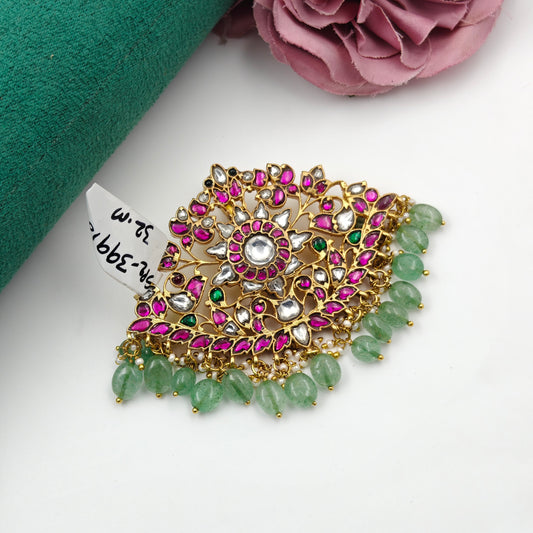 39910 Real Jadau Kundan bridal locket with openable hook