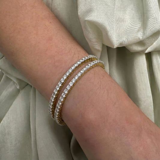 39918 Diamond Look Full White Bangles