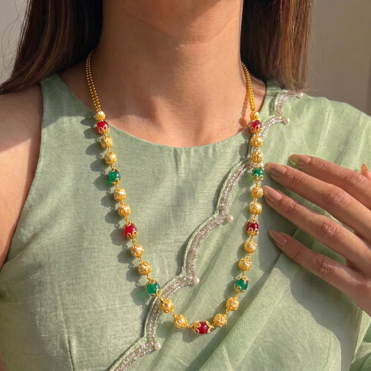 40378 Monalisa and Pearls Mala with Golden caps!