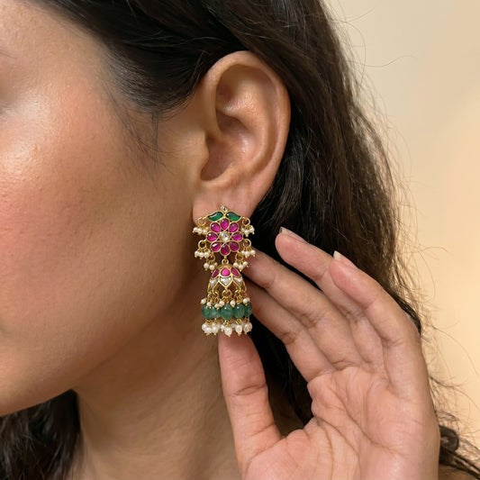 Jadau Multi Flower Jhumki