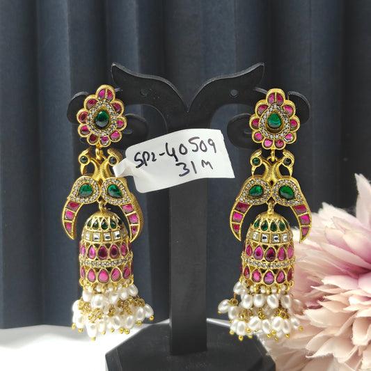 40509 Jadau Double Peacock Jhumki